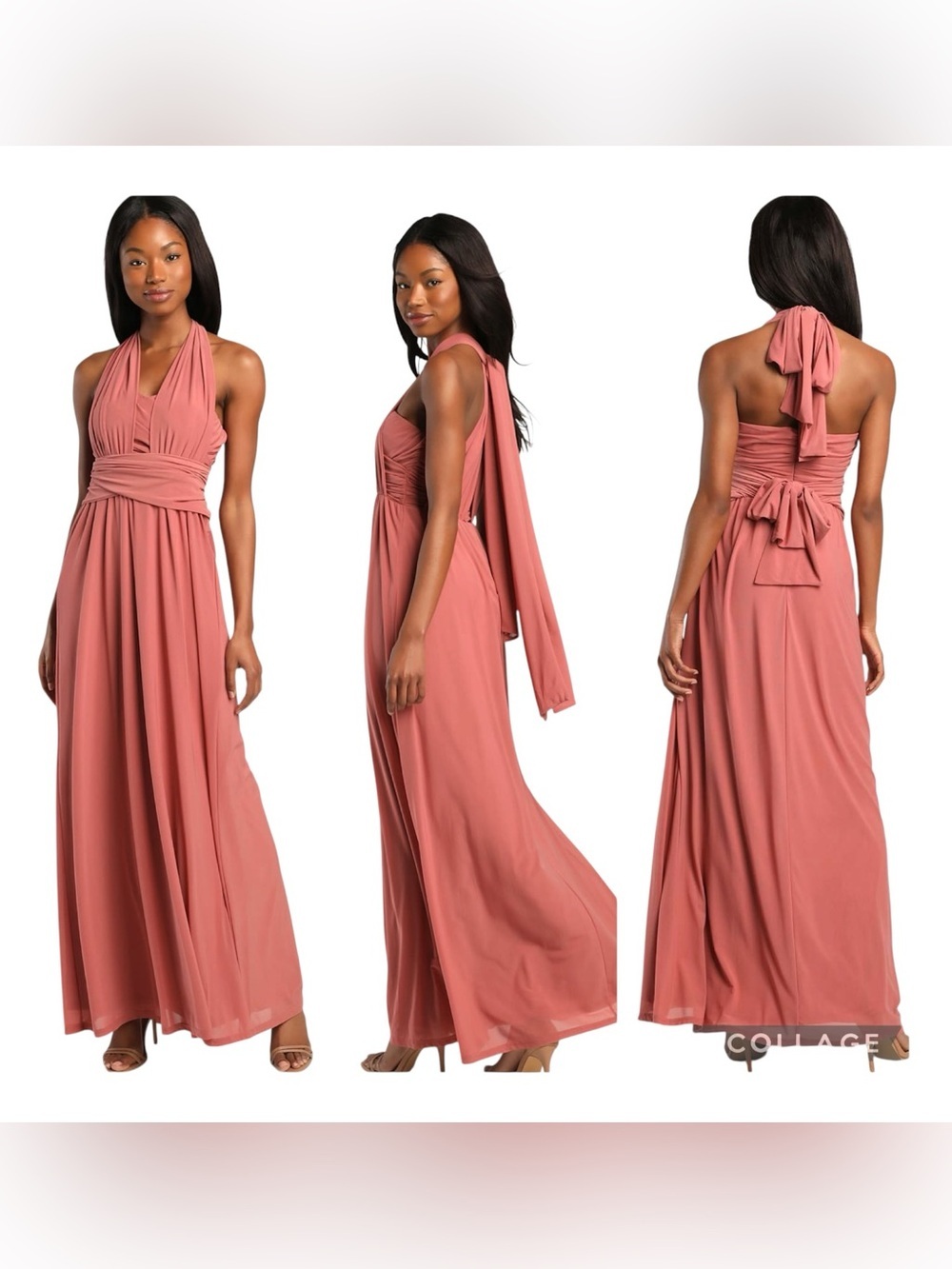 Lulus Start Your Romance Rose Convertible Strapless Maxi Dress Dusty Rose XL